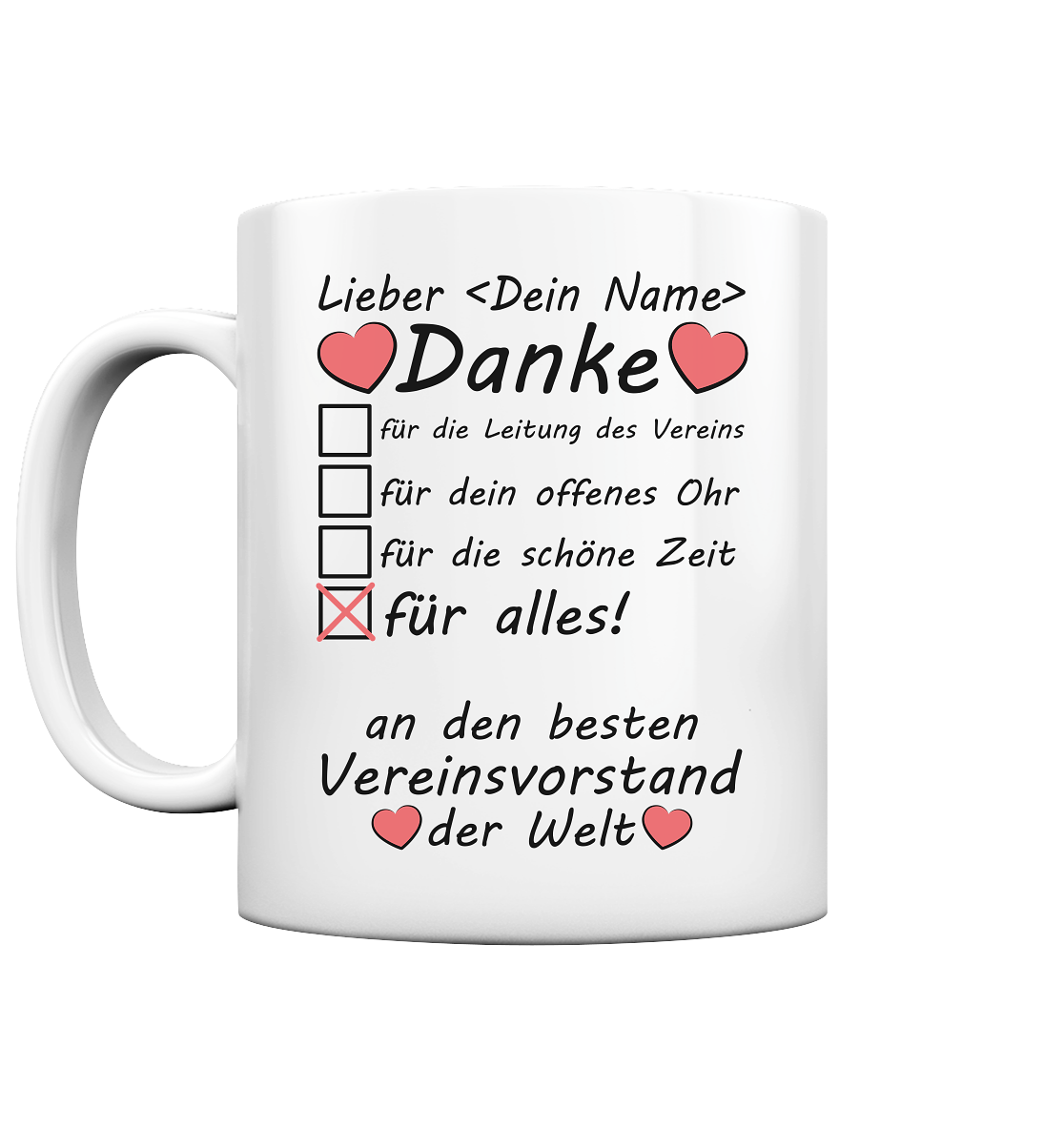 Danke an Vereinsvorstand | für Vereinsarbeit tasse