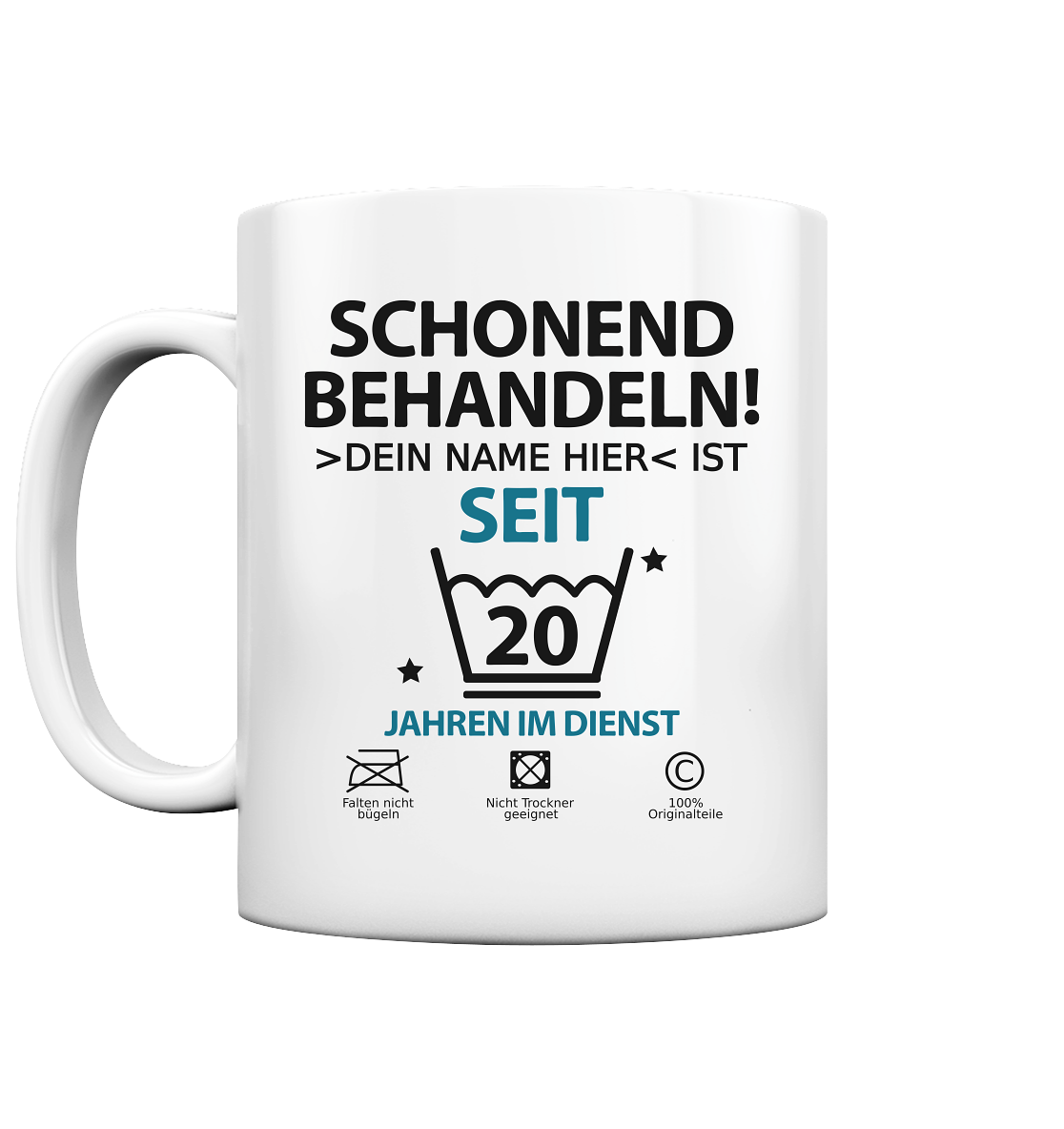 20 Jahre im Dienst | Namensaufdruck Tasse  2