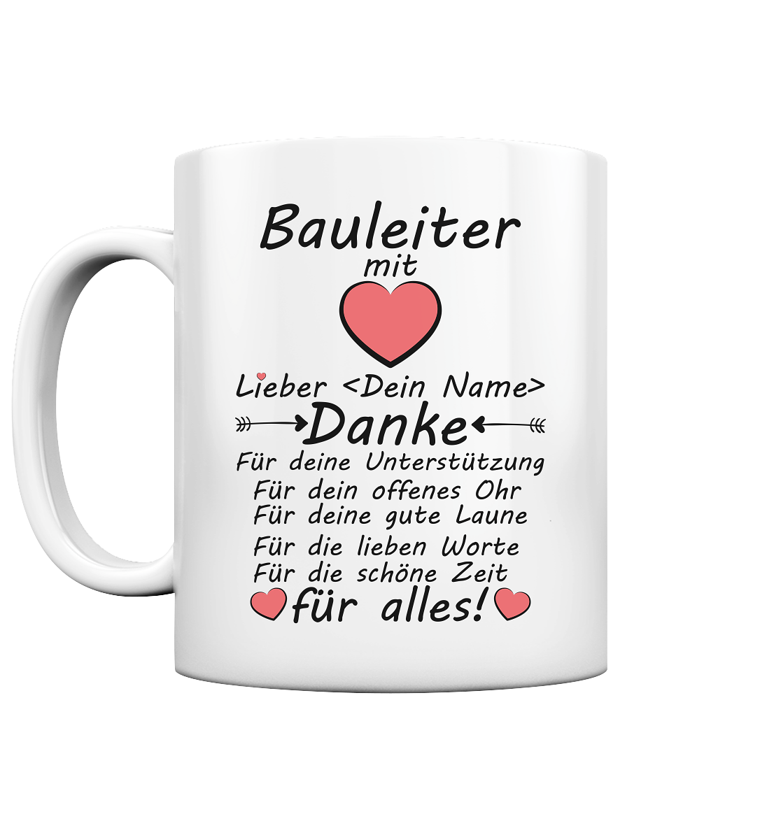 Danke sagen an Bauleiter Bauleitung Tasse - Personalisiertes Geschenk