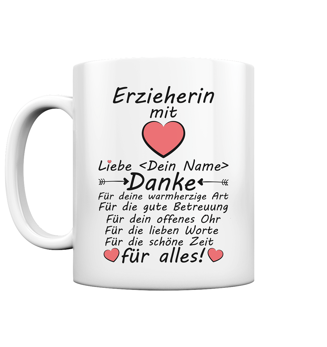 Danke an Erzieherin von Eltern Geschenk - Tasse mit Wunschnamen