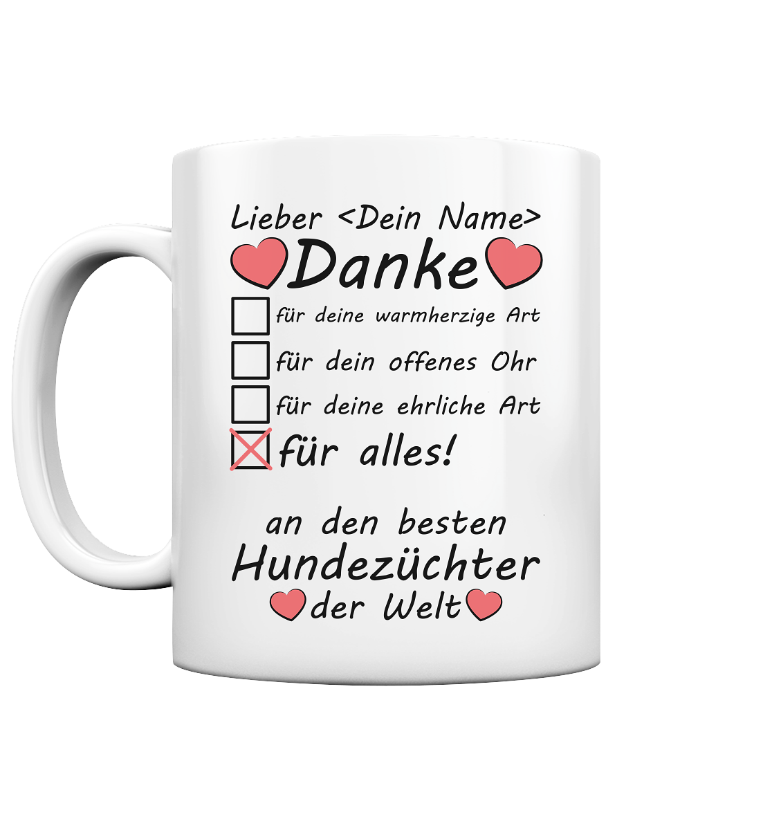 Danke sagen an Hundezüchter | Tasse mit Züchternamen 2