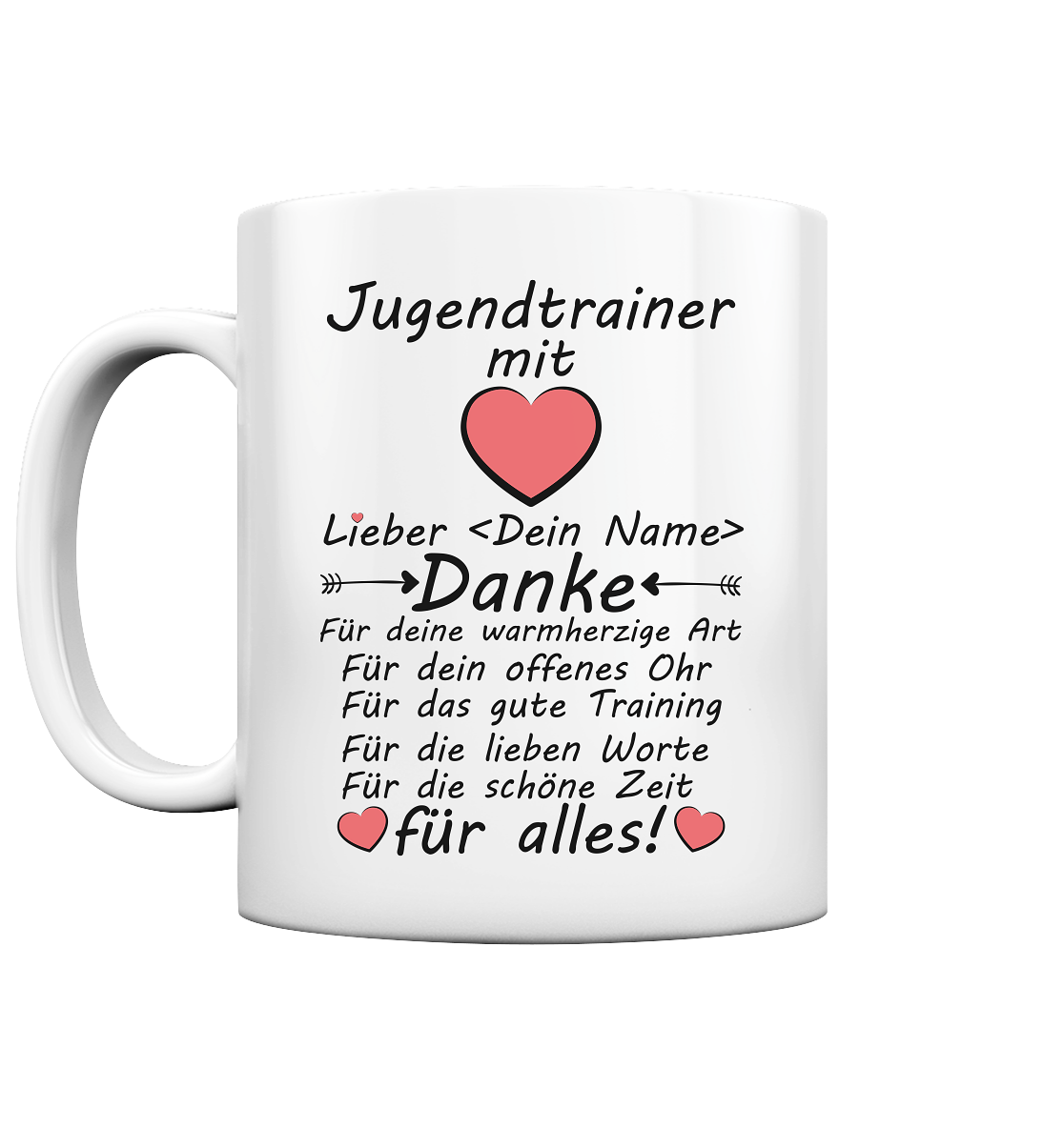 Danke Geschenk für Jugendtrainer - Tasse Personalisiert