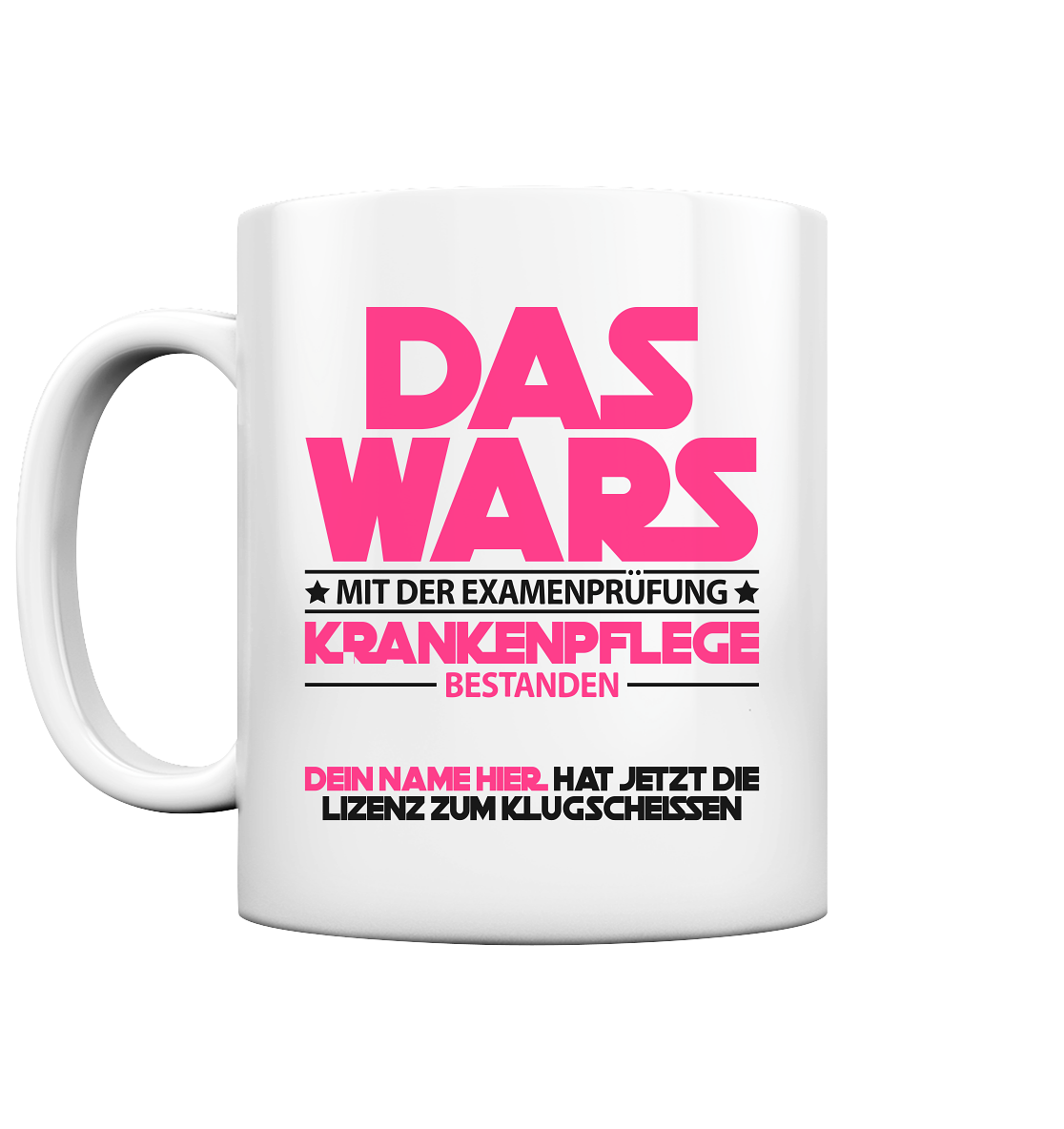 Krankenpfleger Examen bestanden | Geschenk Tasse pink
