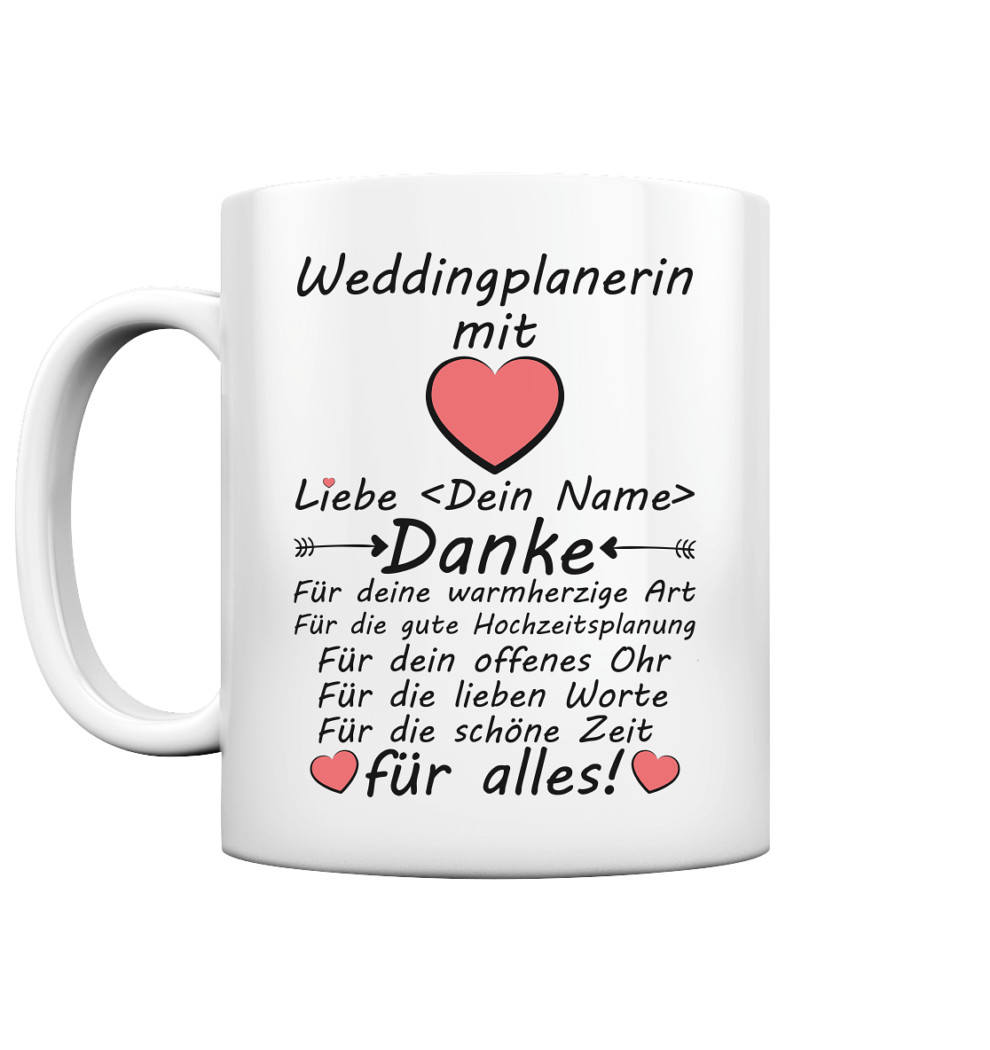 Danke Geschenk an Weddingplanerin Tasse