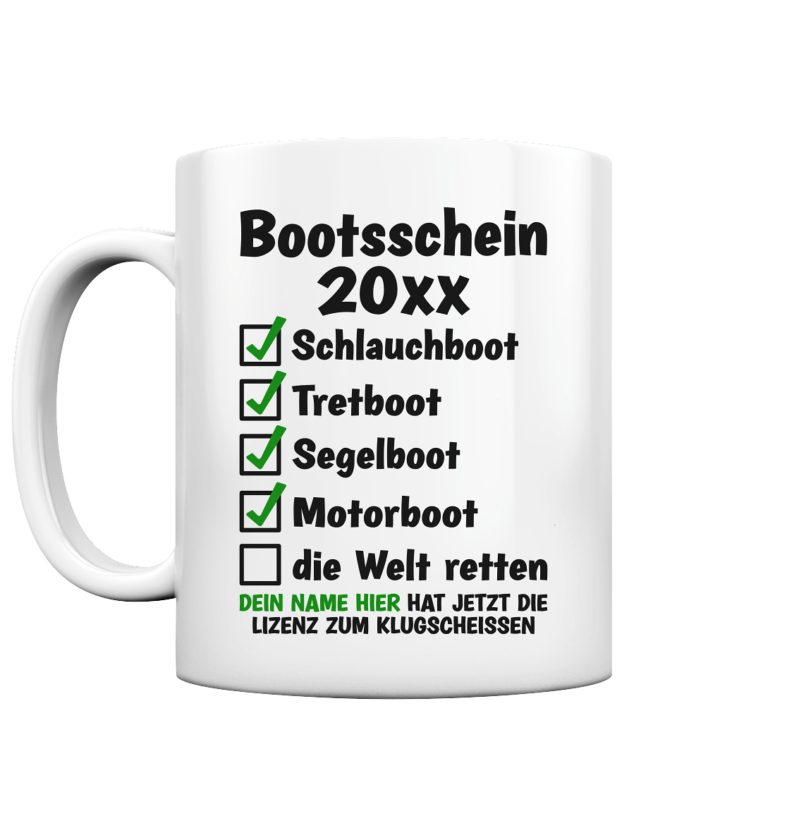 Bootsführerschein Bootsschein bestanden Geschenk - Personalisierte Tasse 