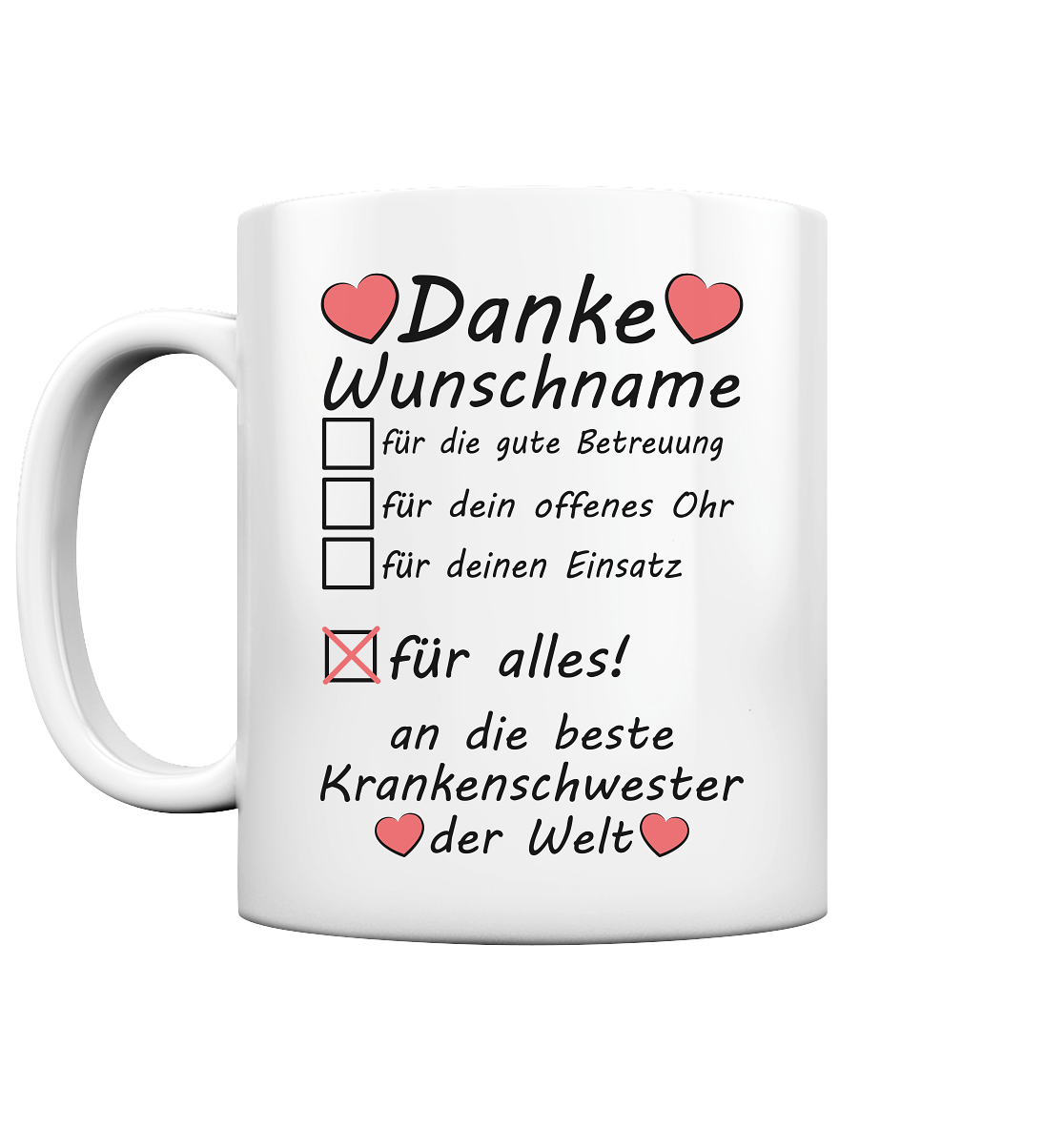Dankeschön Danke Geschenk für Krankenschwester Stationsschwester Tasse  personalisiert