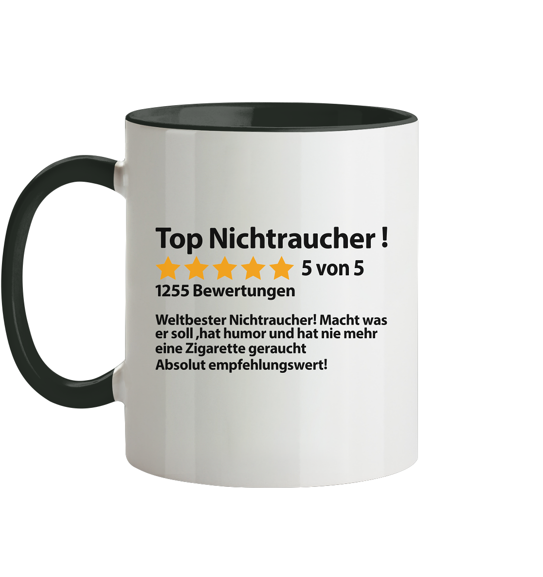 1 Jahr Endlich Rauchfrei Geschenk - Tasse mit Bewertungs Motiv
