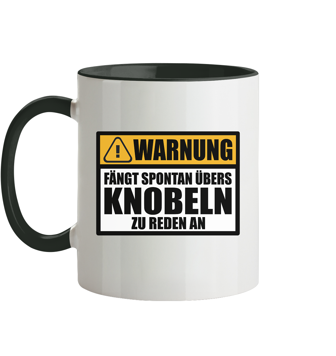 Geschenk für Knobelfreunde - Witzige Tasse mit Sprüche Motiv Warnung