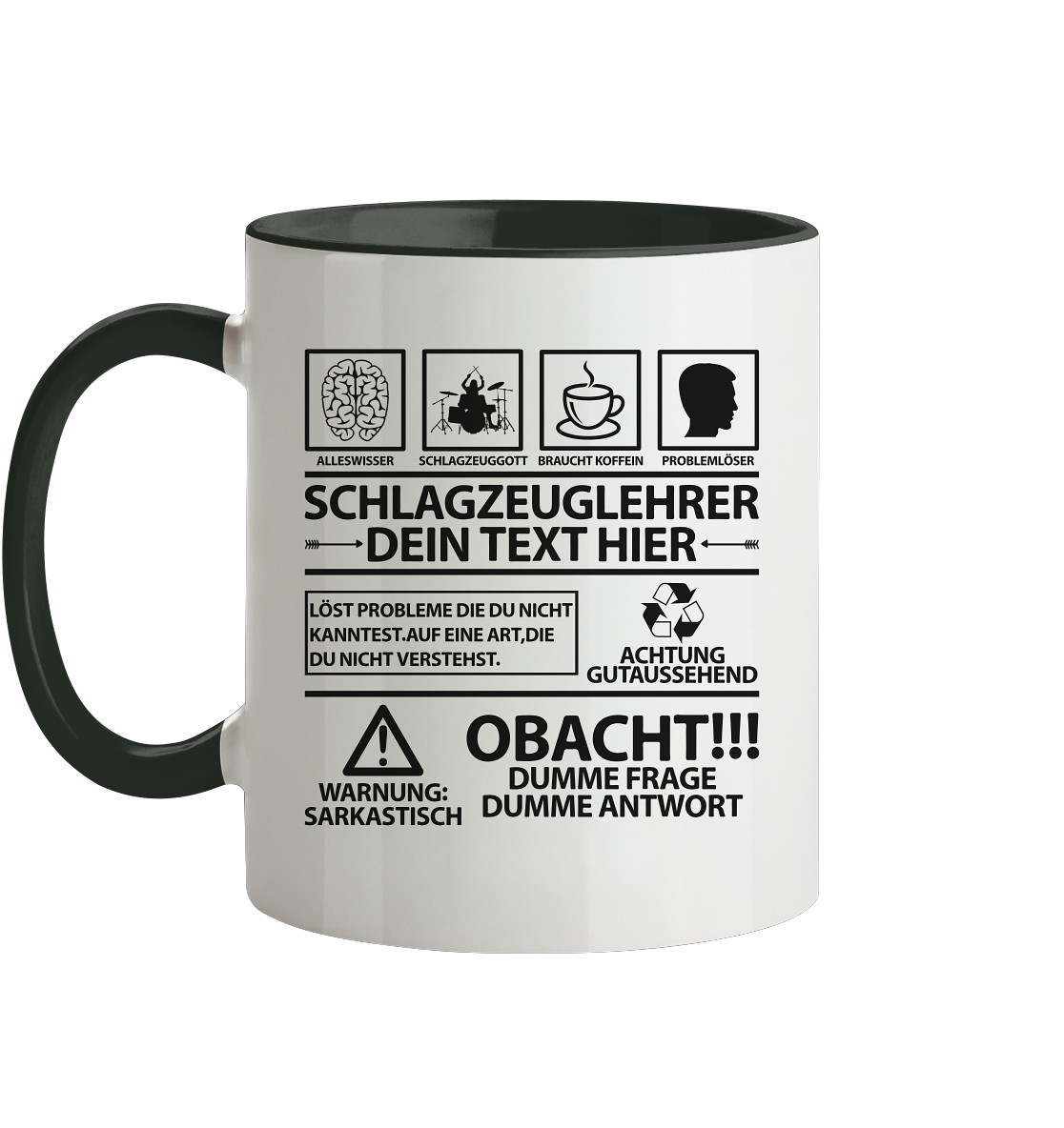 Geschenk für Schlagzeuglehrer - Lustige Sprüche Tasse Personalisiert 