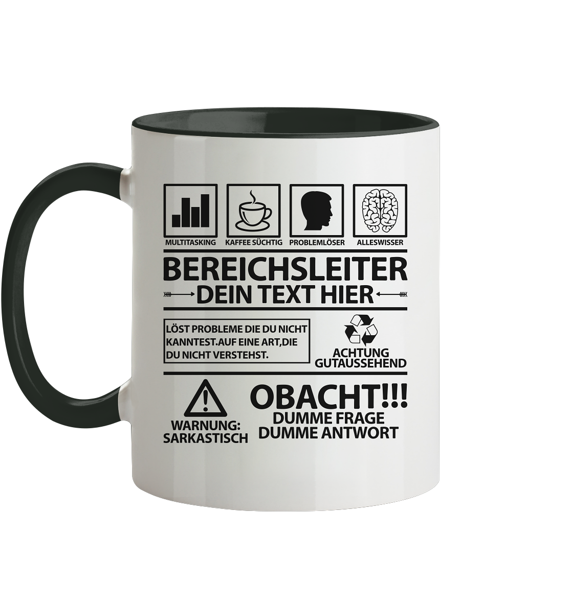 Tasse Lustig Bereichsleiter - Personalisiert mit witzigen Spruch