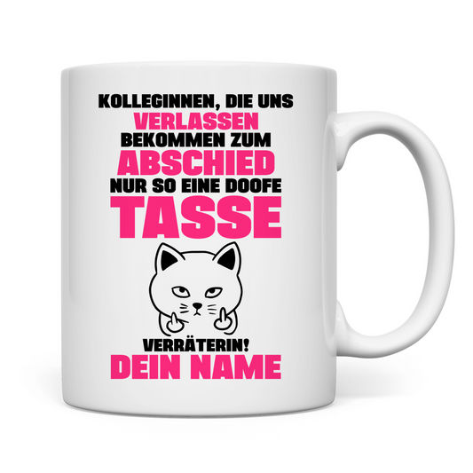 abschiedsgeschenk arbeitskollegin in der Team pflege personalisierte Tasse