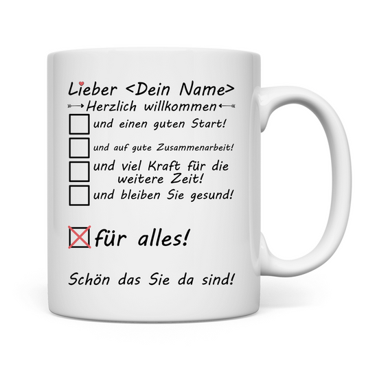 Willkommensgeschenk für den neuen Chef  Tasse mit dem Namen des Chefs Personalisiert