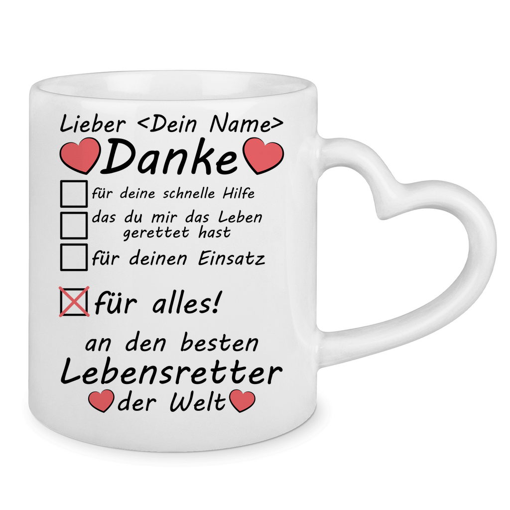 Dankeschön Geschenk für Lebensretter | Tasse