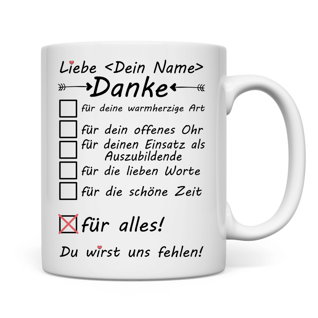 Auszubildende | Abschiedsgeschenk mit Herz tasse