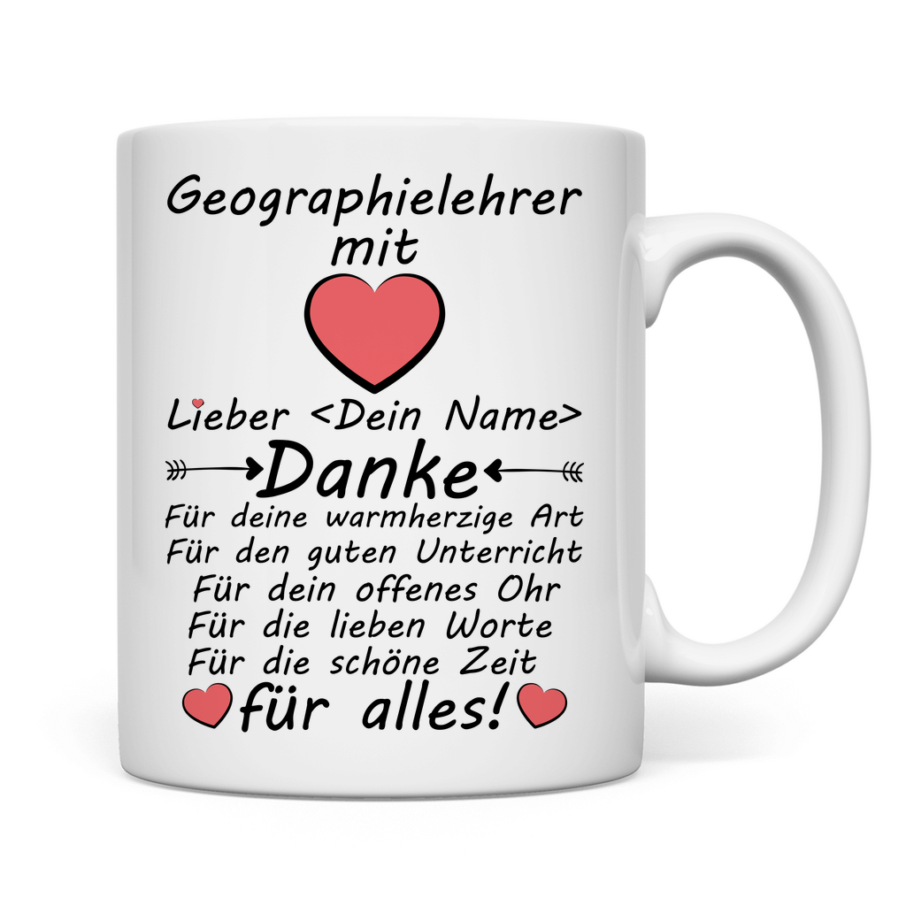 Geographie Geo Lehrer | Geschenk mit Herz  Tasse Rückseite