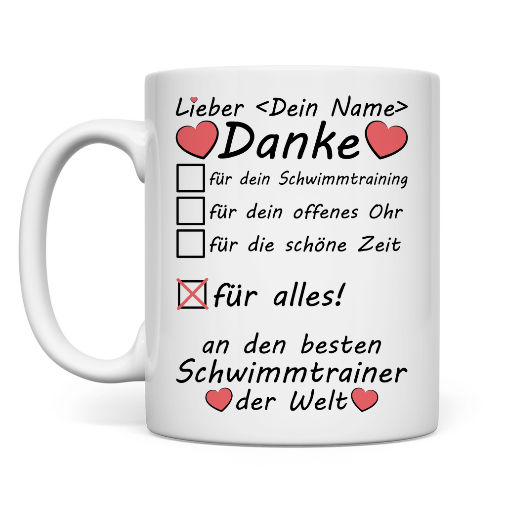 Trainer Schwimmen | Geschenk mit Namen  tasse