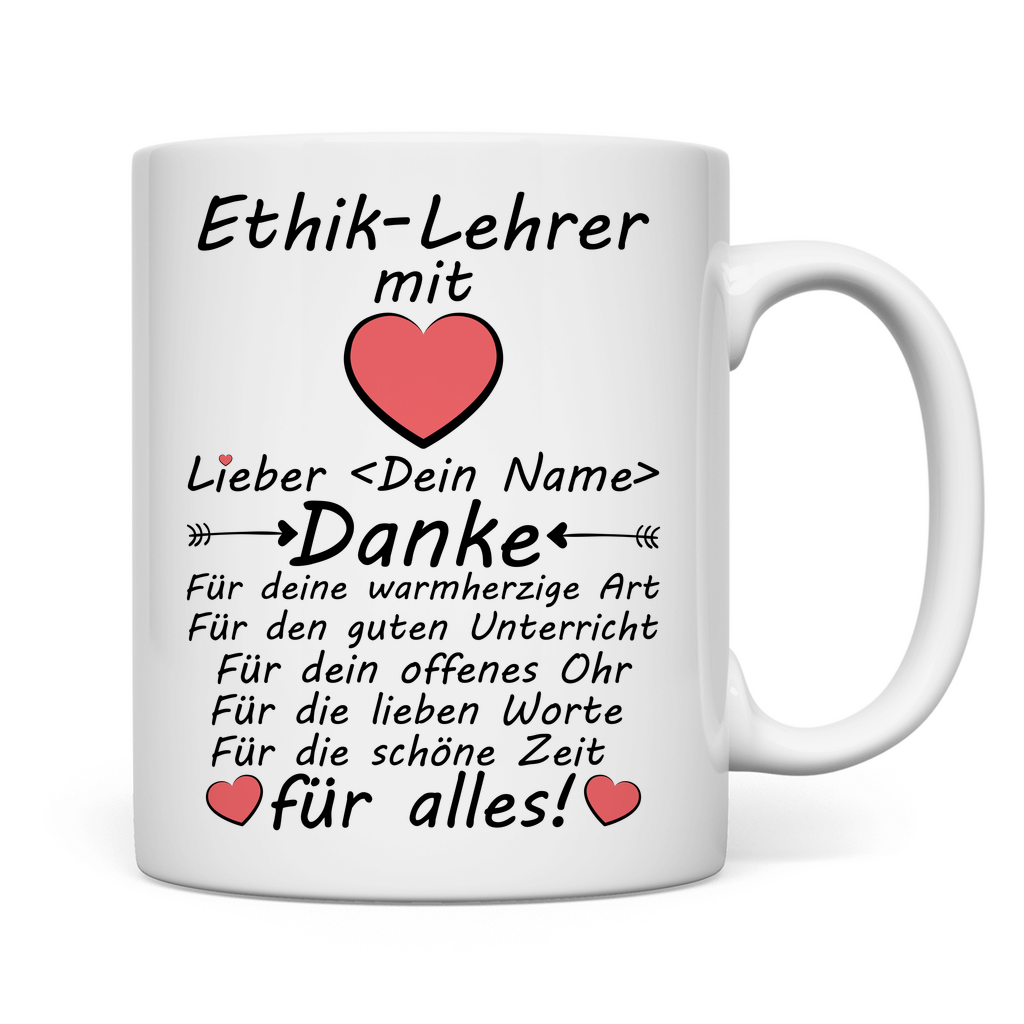 Danke Sagen Ethik Lehrer | Geschenk Tasse Rückseite