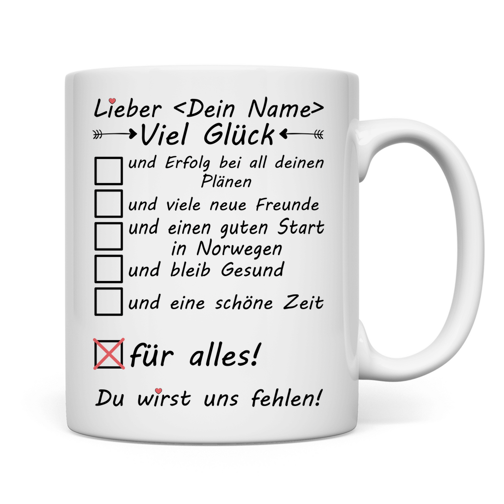 Norwegen Auswanderer | Geschenk mit Namen Tasse 2