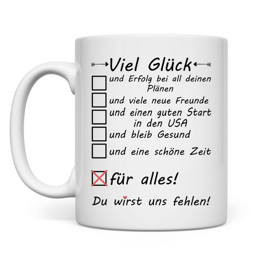  jemanden der nach Amerika geht | Abschiedsgeschenk Tasse