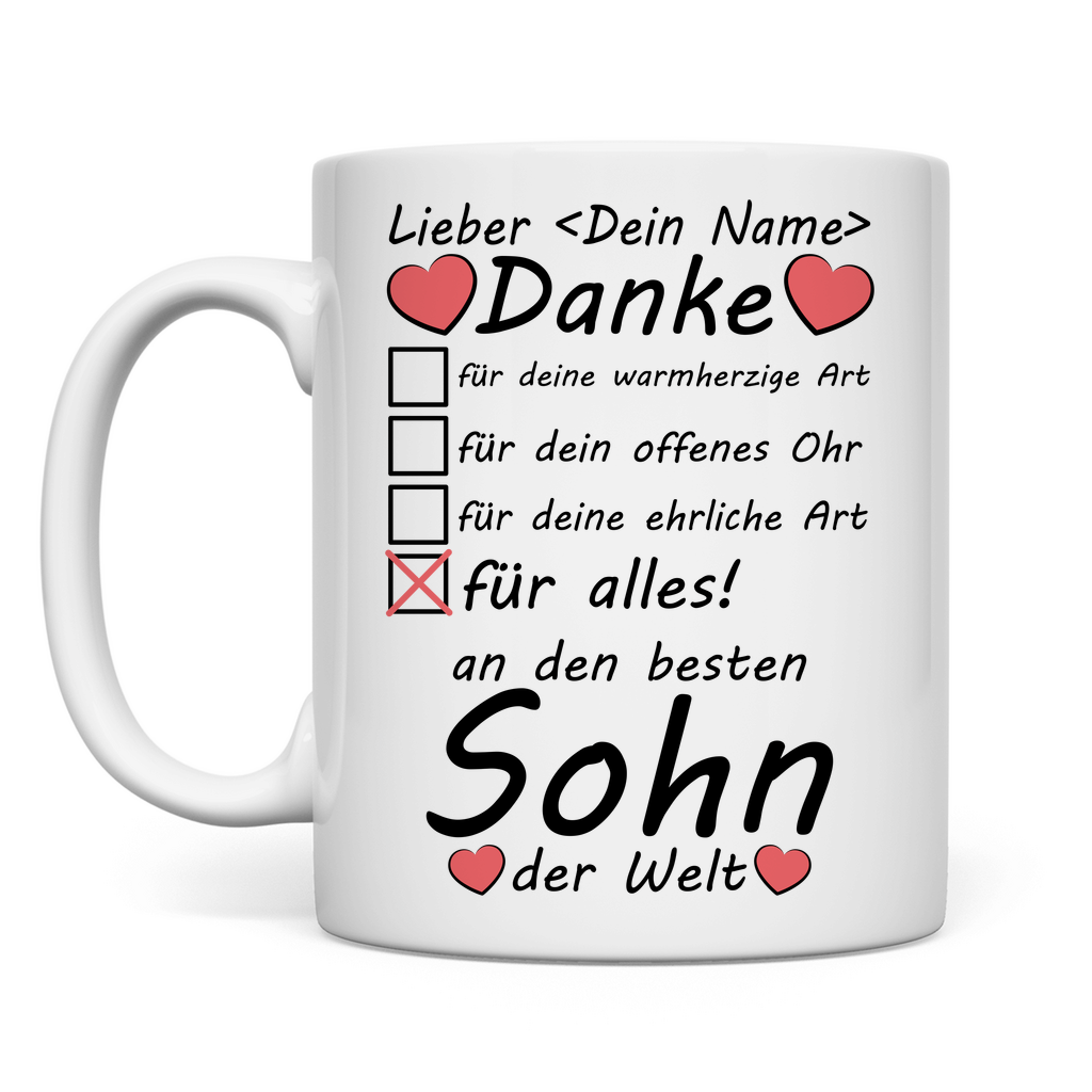 Danke Sagen für Alles an meinen Sohn | Tasse besten Geschenk
