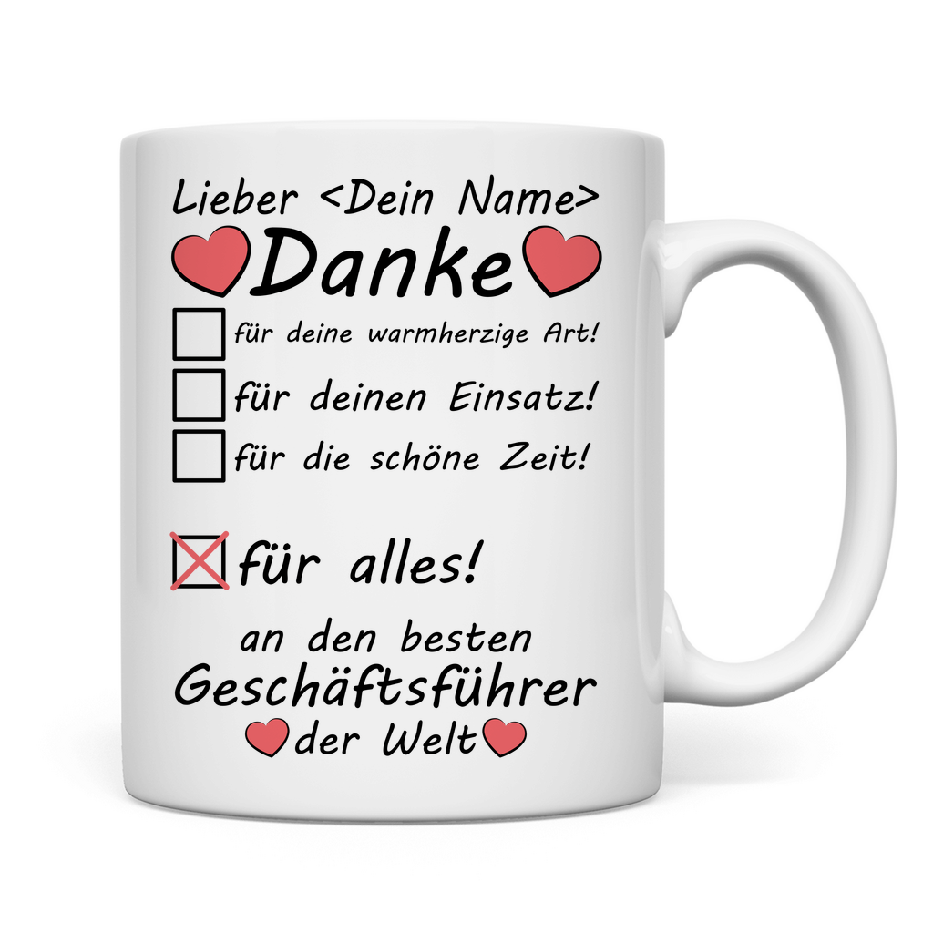Ausscheidenden Geschäftsführer | Dank an Geschenk Tasse rückseite