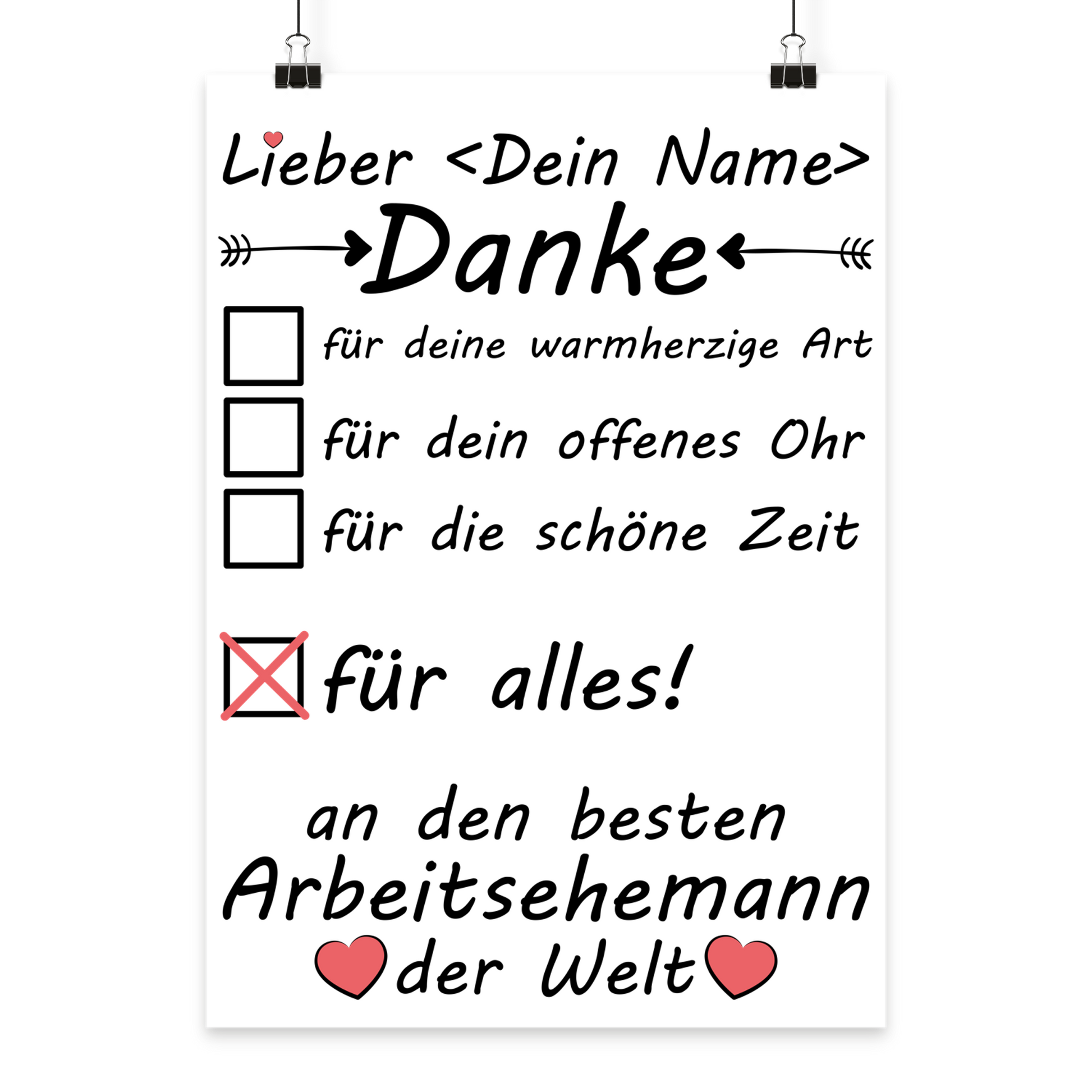 Poster für den besten Arbeitsehemann im DIN A3 Hochformat, modernes Design mit Fokus auf Teamwork, Kaffee und Humor am Arbeitsplatz.