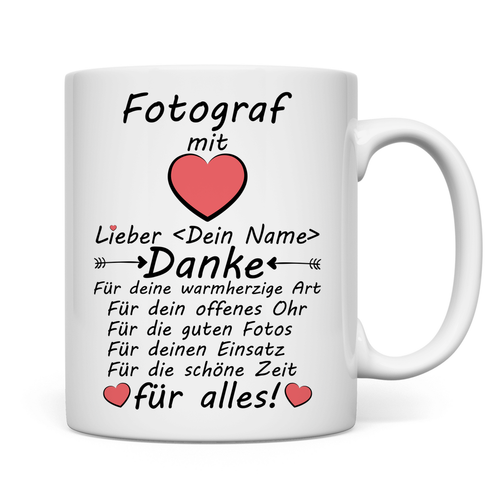 Dankeschön für Fotograf Hochzeit | Tasse  Geschenk Danke für Alles rückseite
