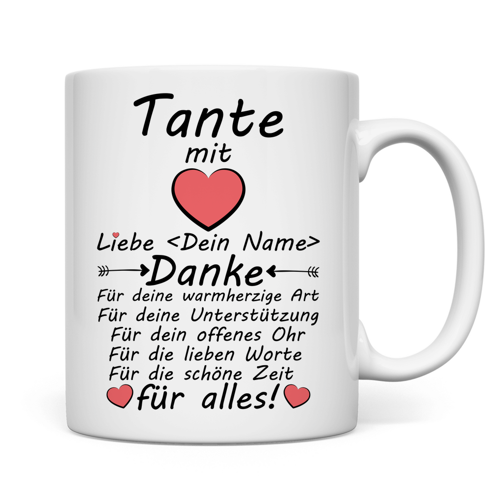 Danke sagen an beste Tante | Muttertag Geschenk Tasse mit Herz rückseite