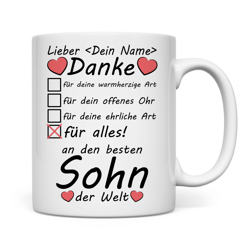Danke Sagen für Alles an meinen Sohn | Tasse besten der Welt Geschenk