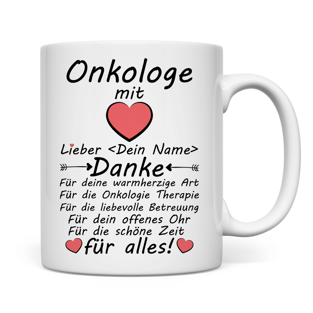 Danke sagen an Onkologie | Geschenk Onkologe Tasse rückseite
