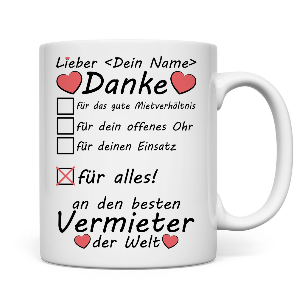 Bei Auszug | Geschenk an Vermieter  beste Tasse rückseite