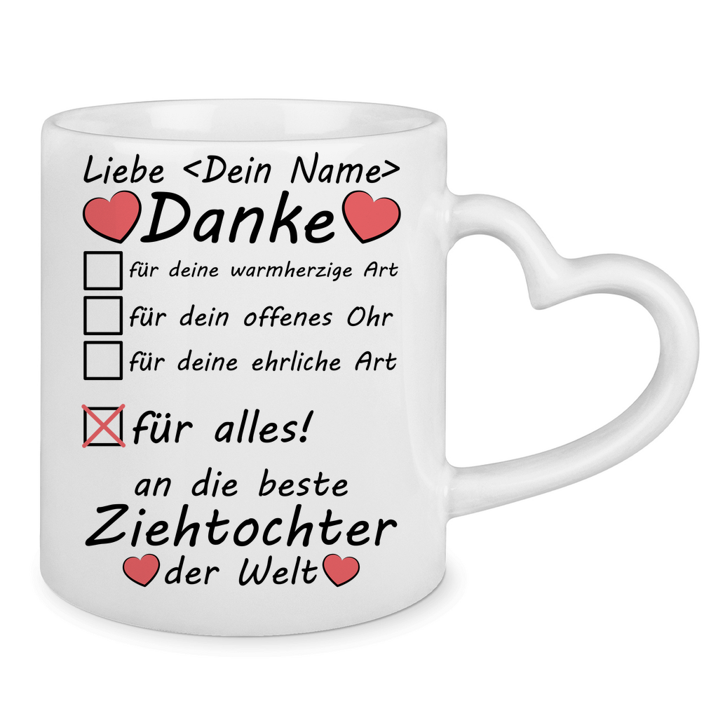 Ziehtochter | Danke Geschenk | Tasse mit Herz beste rückseite