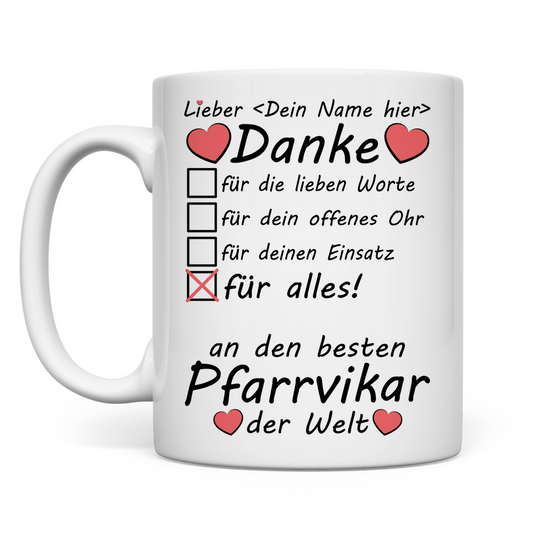 Pfarrvikar Abschiedsgeschenk | Tasse  Beste Geschenk Danke
