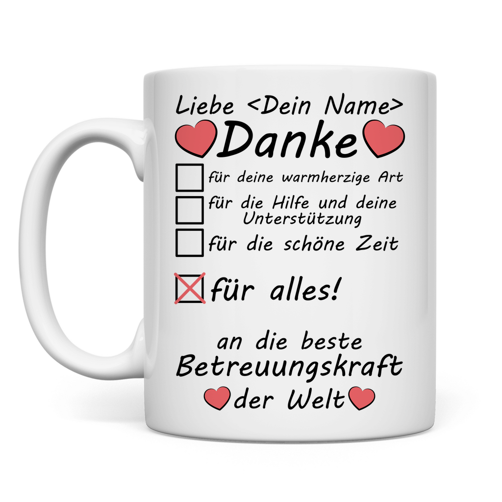 Beste Betreuungskraft | Tasse mit Namen 