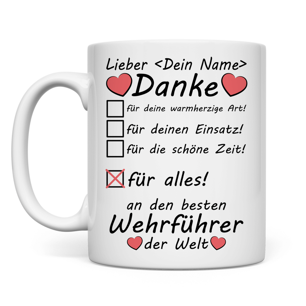 Wehrführer besten Feuerwehr | Abschiedsgeschenk Danke für Alles Tasse
