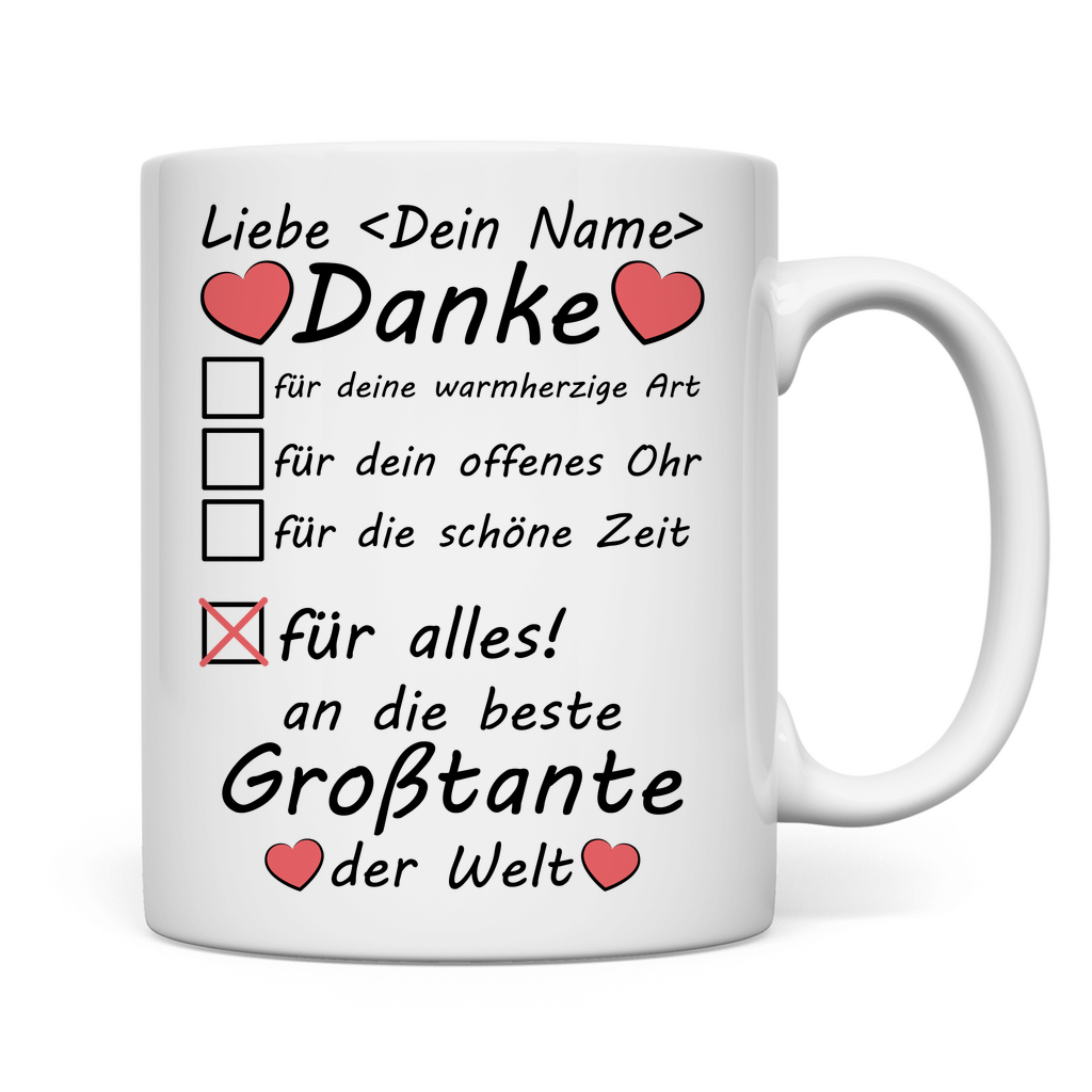 Beste Großtante Geschenk | Danke für Alles Tasse 2