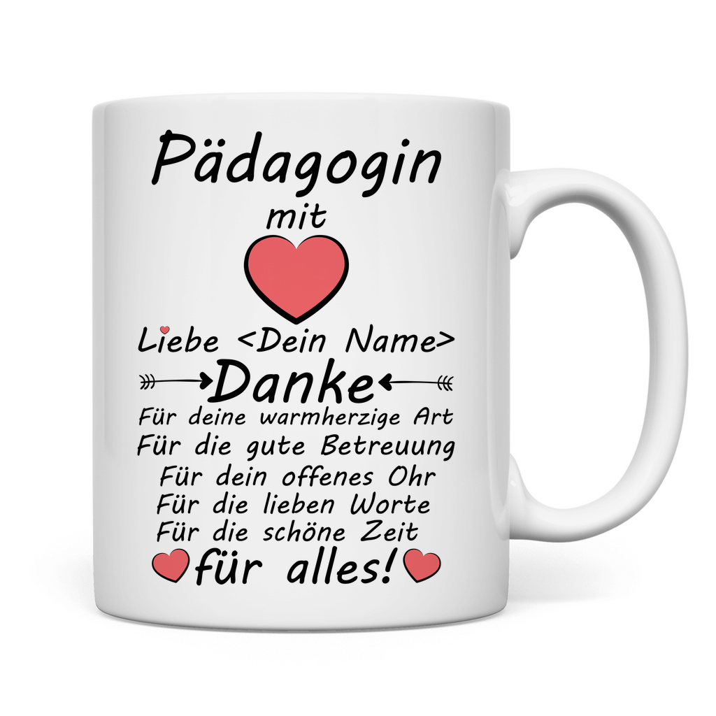 Pädagogin mit Herz | Danke Geschenk  Tasse Rückseite