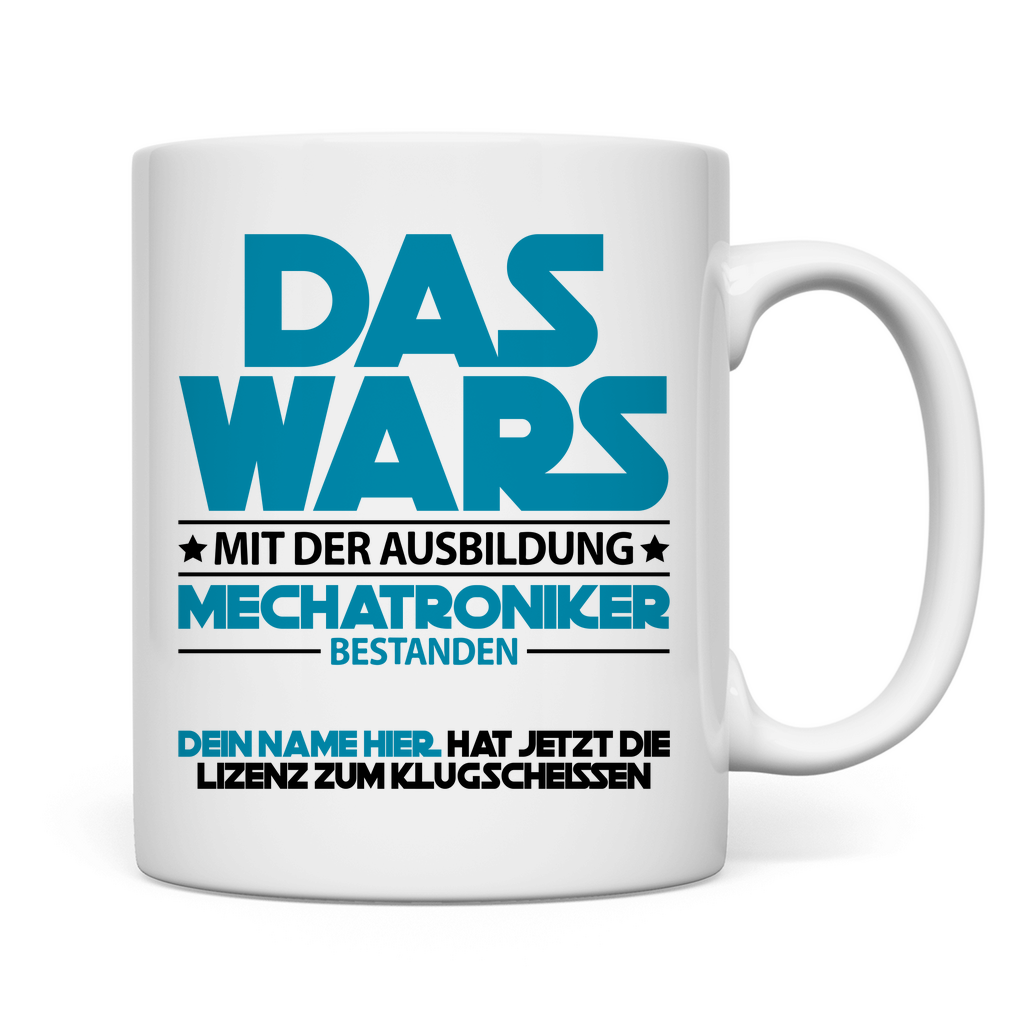 Bestandene Ausbildung | Mechatroniker Geschenk Tasse Rückseite