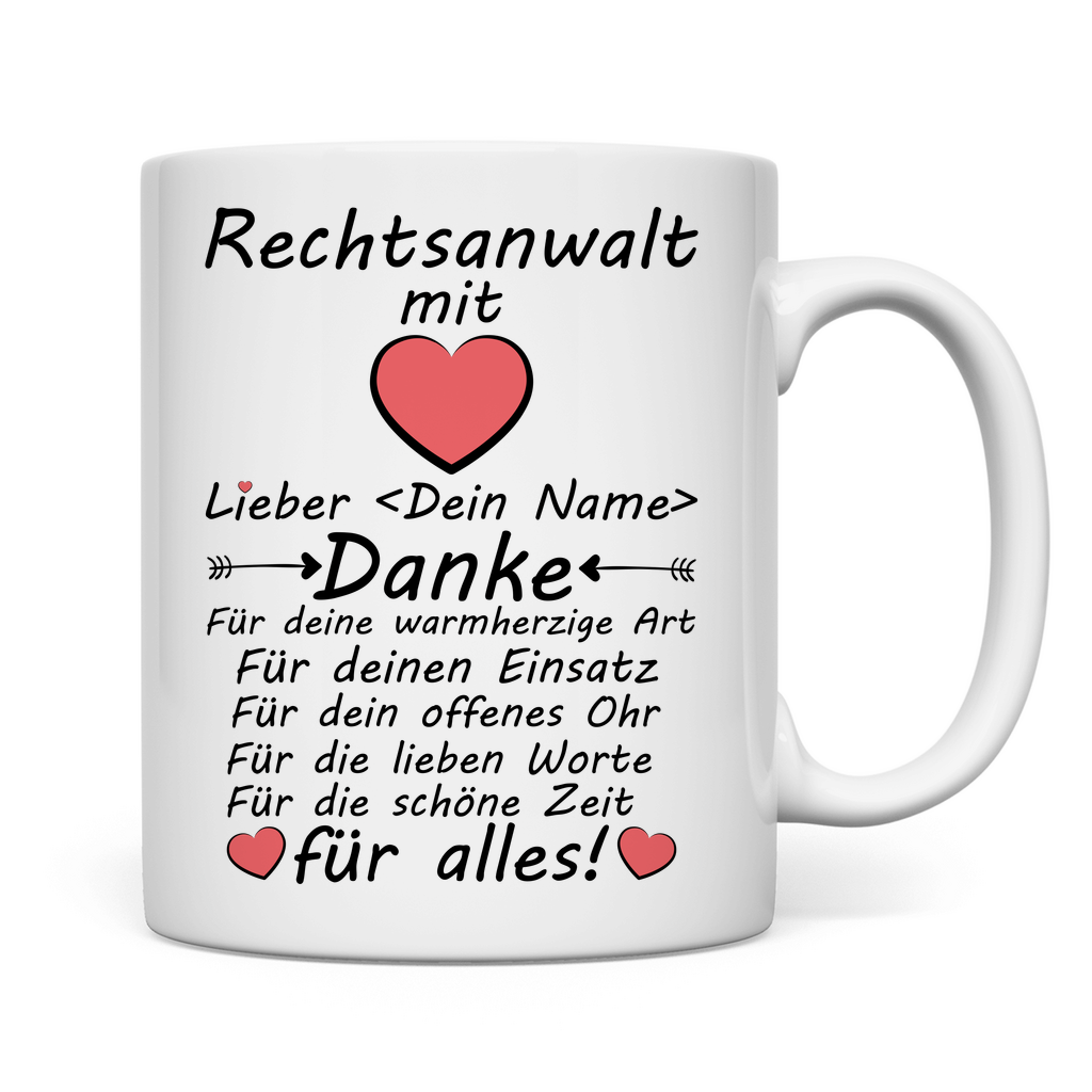 Danke Sagen an Rechtsanwalt | Geschenk Tasse rückseite