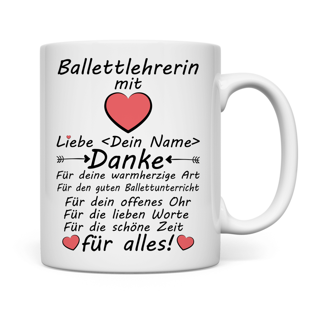 henk an Ballettlehrerin | Abschiedsgeschenk Tasse  rückseite