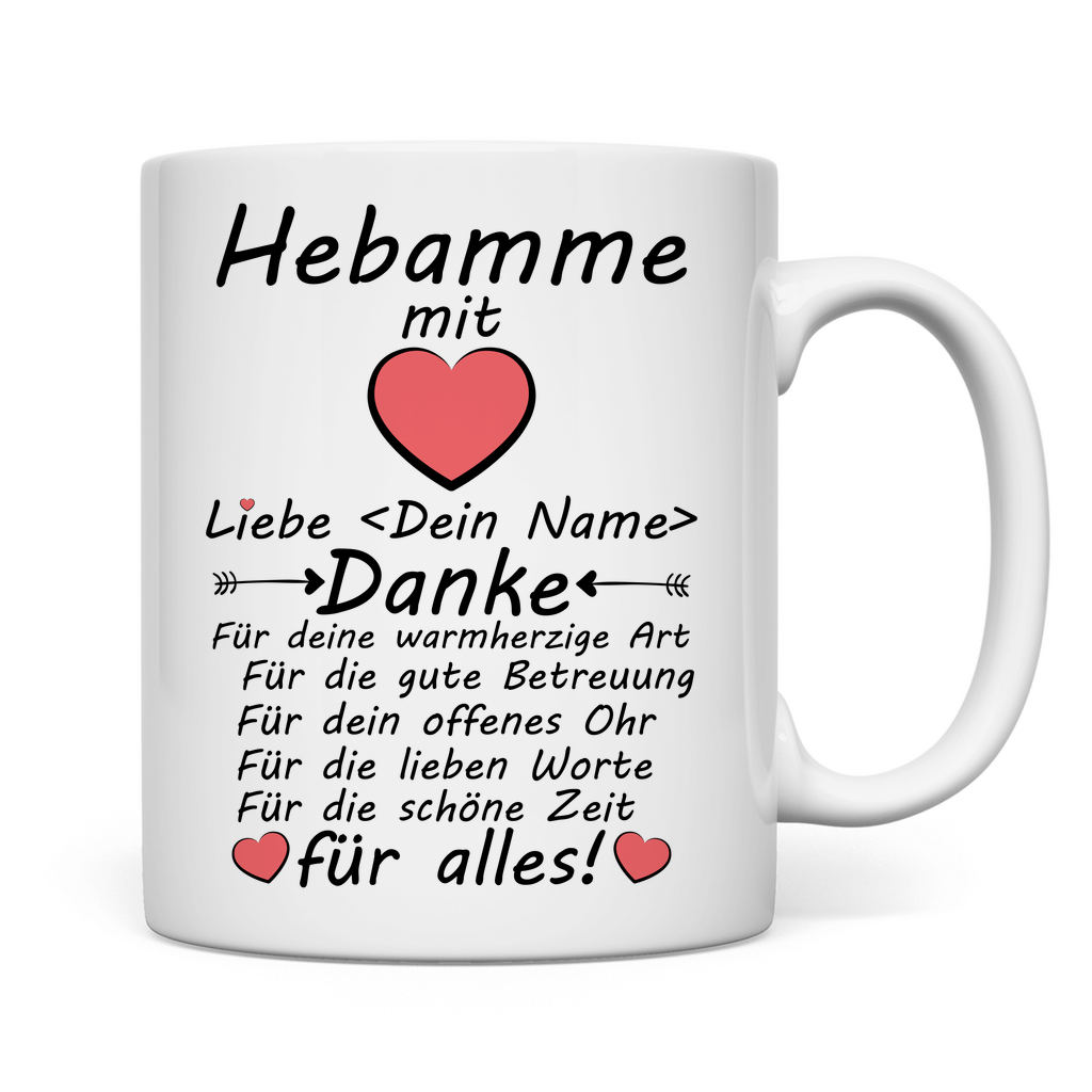 Geburtshaus Hebamme | Dankeschön Geschenk tasse rückseite