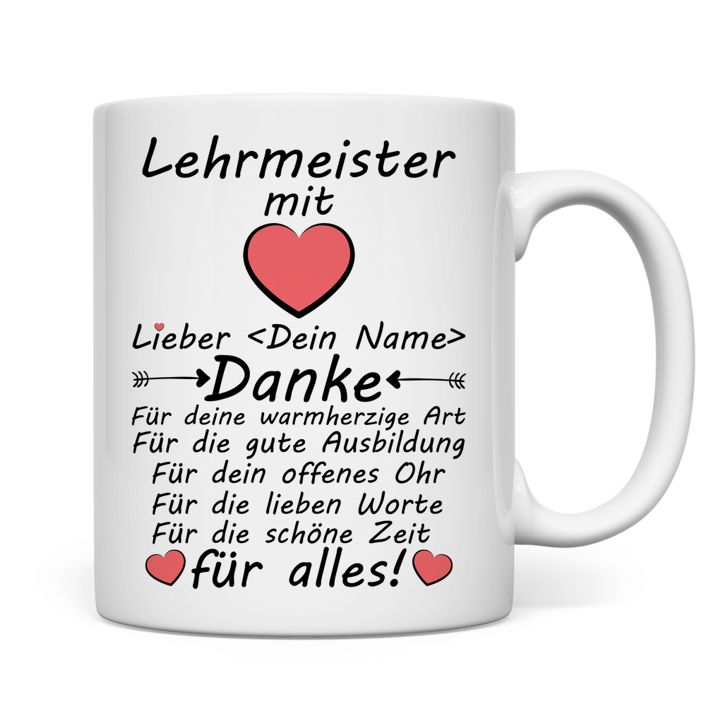 Lehrmeister | Geschenk nach der Ausbildung  Tasse rückseite