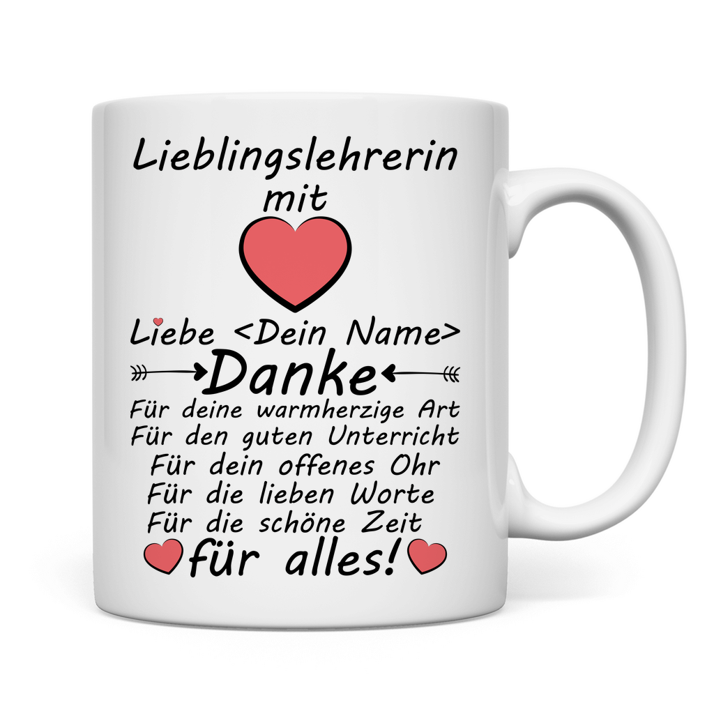 Danke sagen Lieblingslehrerin | Geschenk | Tasse rückseite
