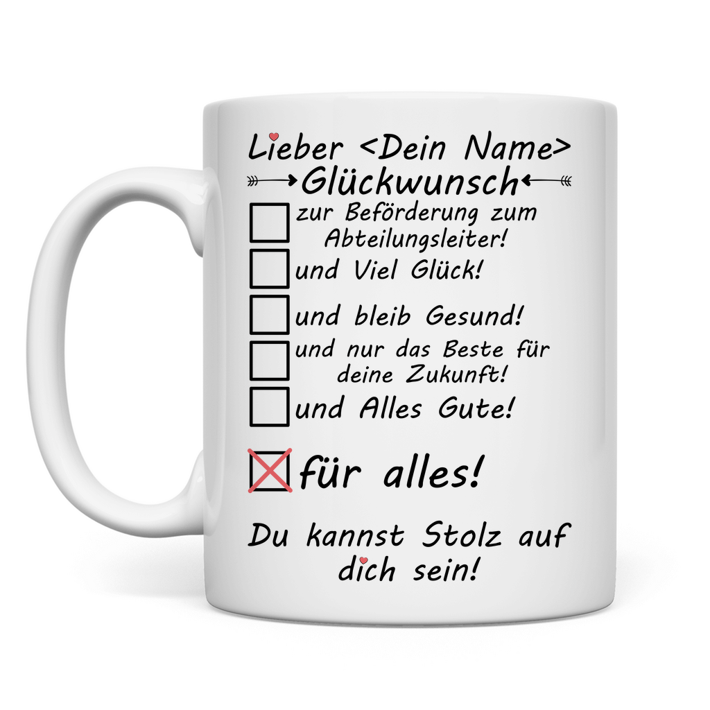 Beförderung zum Abteilungsleiter | Geschenk  Tasse Glückwunsch