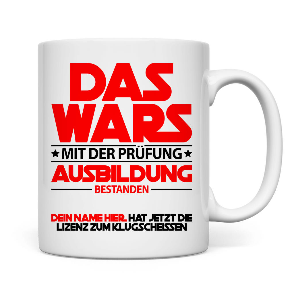 Azubi Endlich Ausgelernt | Geschenk Tasse rot rückseite
