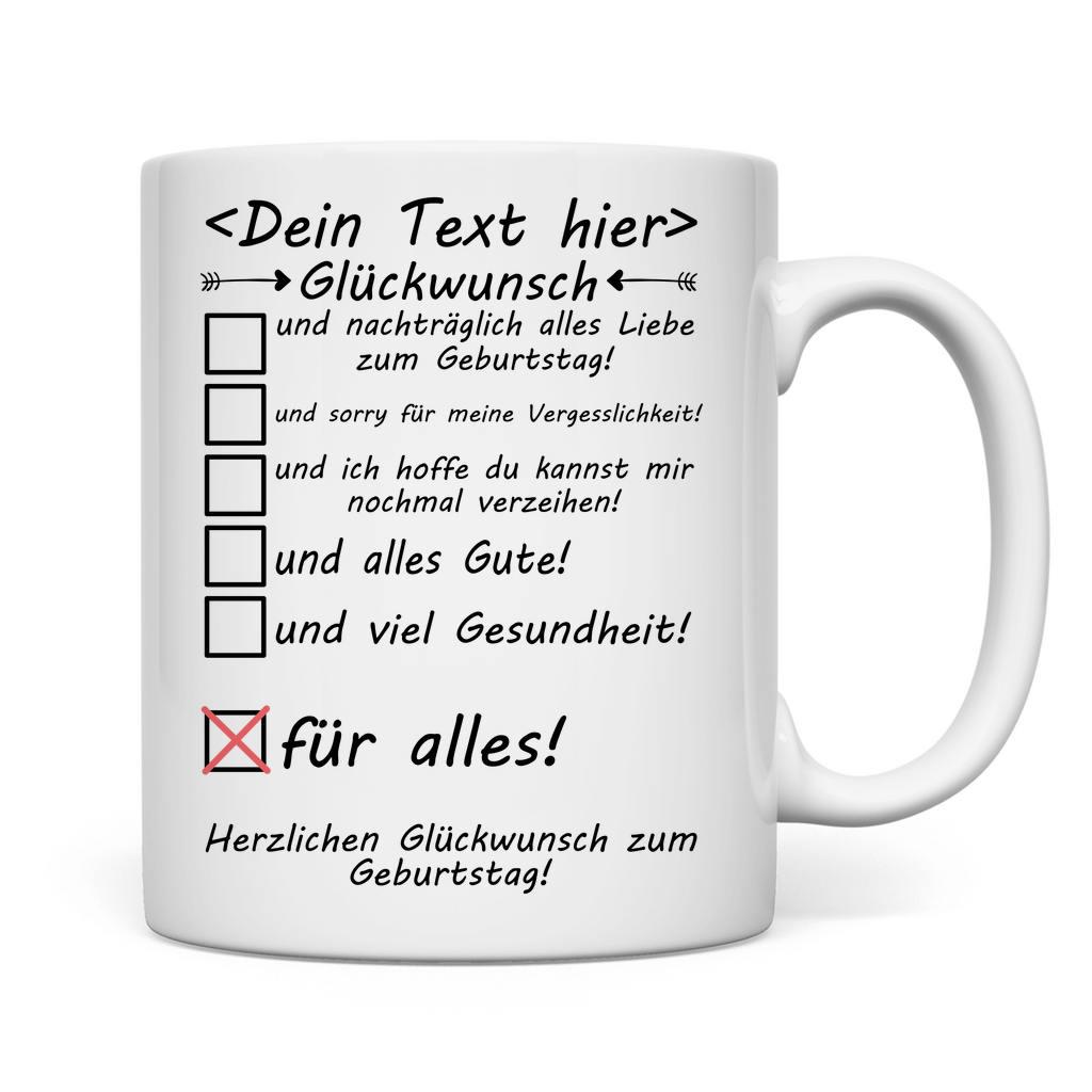 Geburtstag vergessen – Personalisierte Entschuldigungs-Tasse