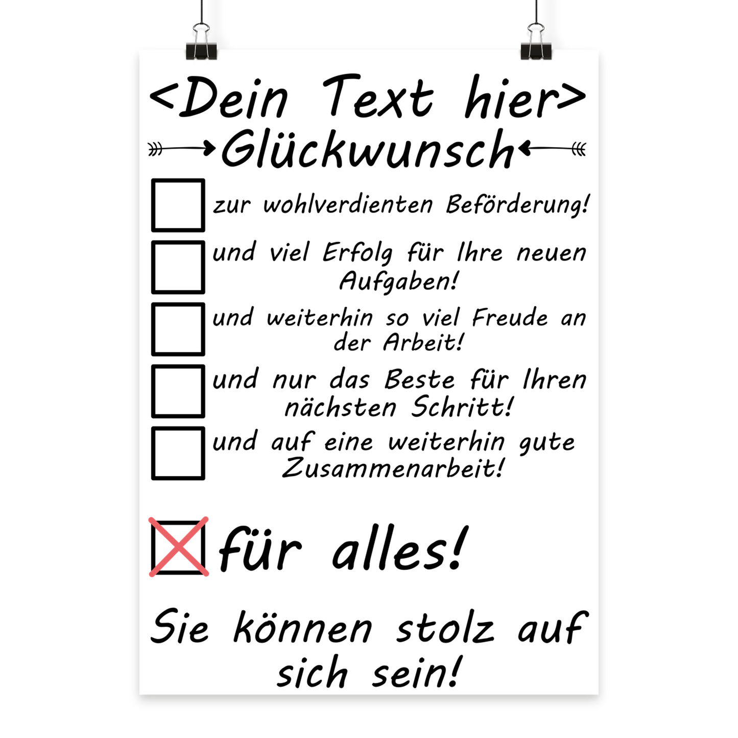 Geschenk zur Befoerderung fuer Kollegen – personalisiertes Poster sicher verpackt und versandfertig