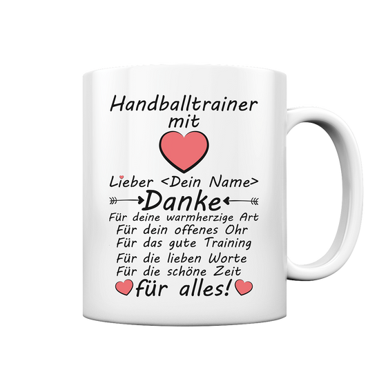 Abschiedsgeschenk Handballtrainer - Tasse mit Namen