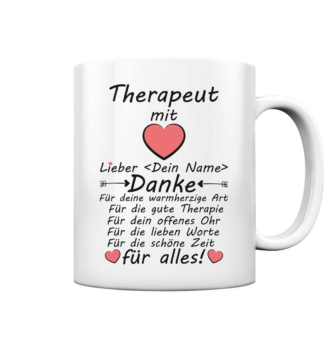 Dankeschön Geschenk an den Therapeuten  Personalisiert tasse