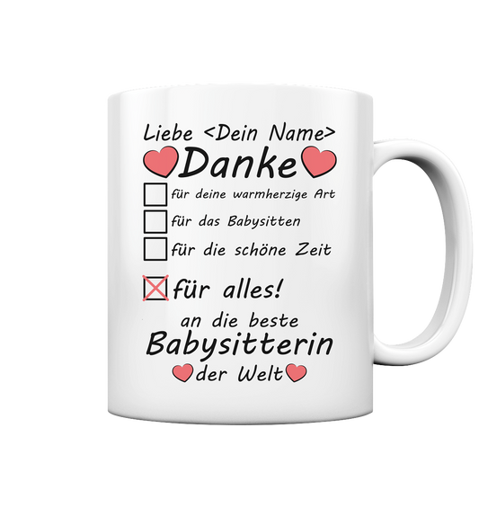 Danke Sagen | für Babysitten | Geschenk tasse